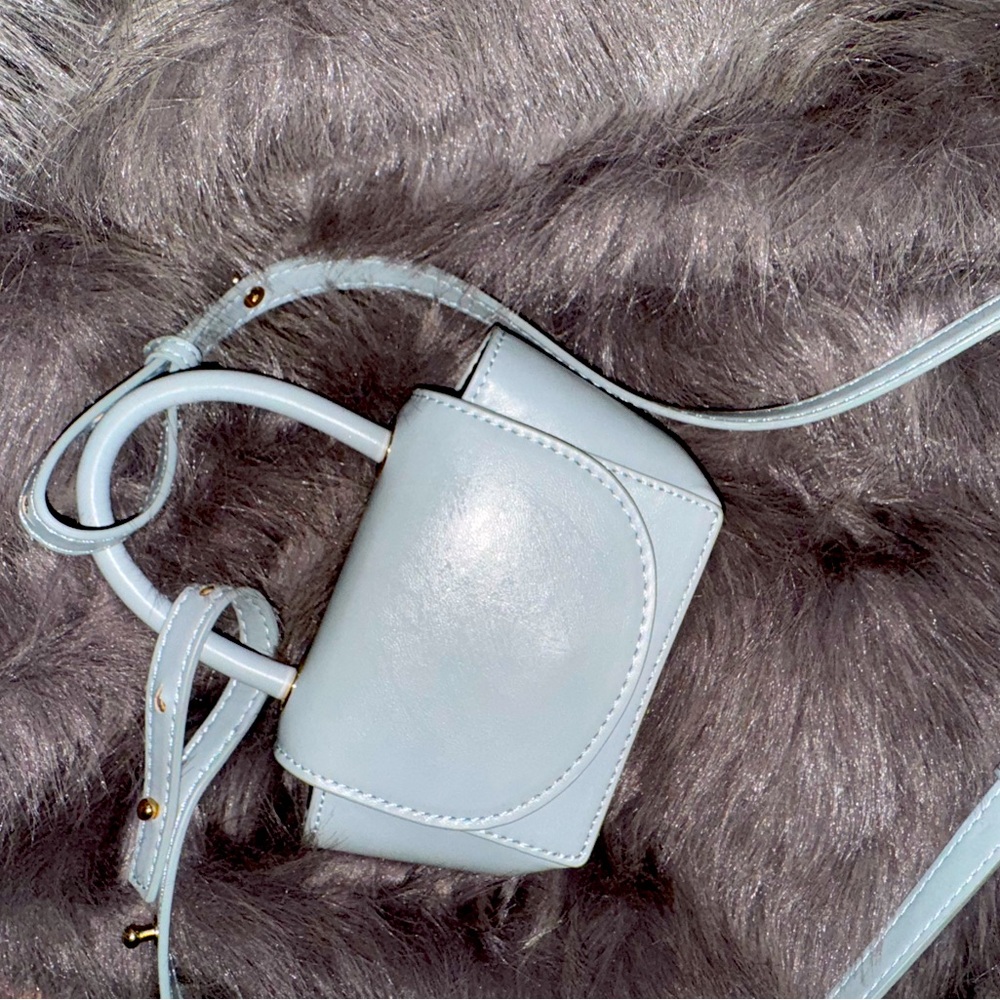 The cutest, tiny Topshop crossbody, blue/grey.